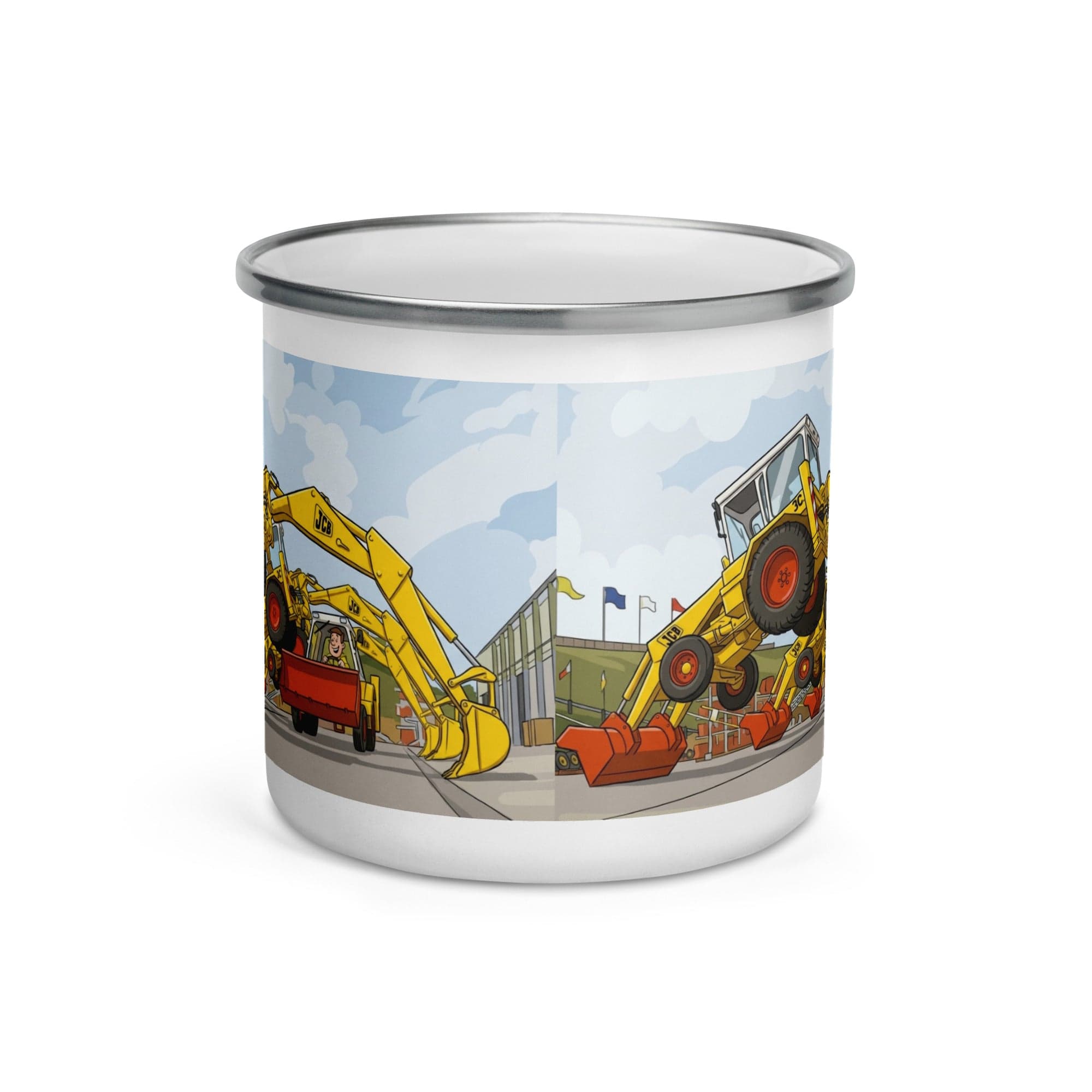 The Tractor Mugs Store JCB 1970's Dancing Diggers | Enamel Mug Quality Farmers Merch