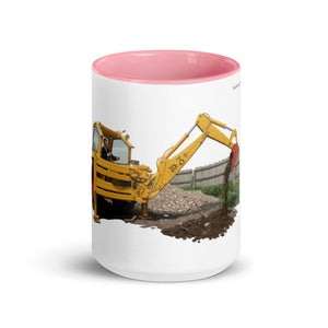 The Tractor Mugs Store JCB 3 Working Oil Painting | Mug with Colour Inside Quality Farmers Merch