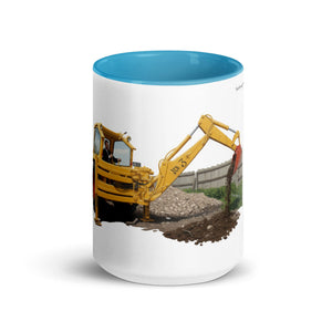 The Tractor Mugs Store JCB 3 Working Oil Painting | Mug with Colour Inside Quality Farmers Merch