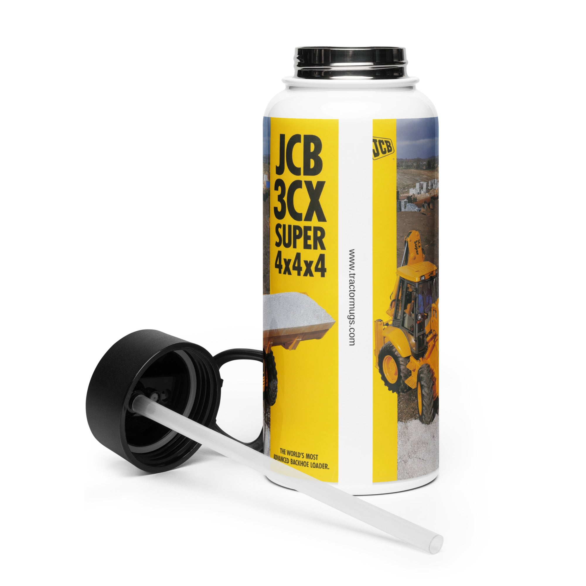 The Tractor Mugs Store JCB 3CX 4x4x4 Brochure | Stainless Steel Water Bottle Quality Farmers Merch