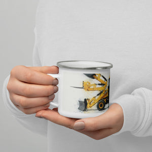 The Tractor Mugs Store JCB 3CX Eco (2017) | Water Color Enamel Mug Quality Farmers Merch