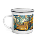 The Tractor Mugs Store JCB 3CX TURBO | Art Deco Enamel Mug Quality Farmers Merch