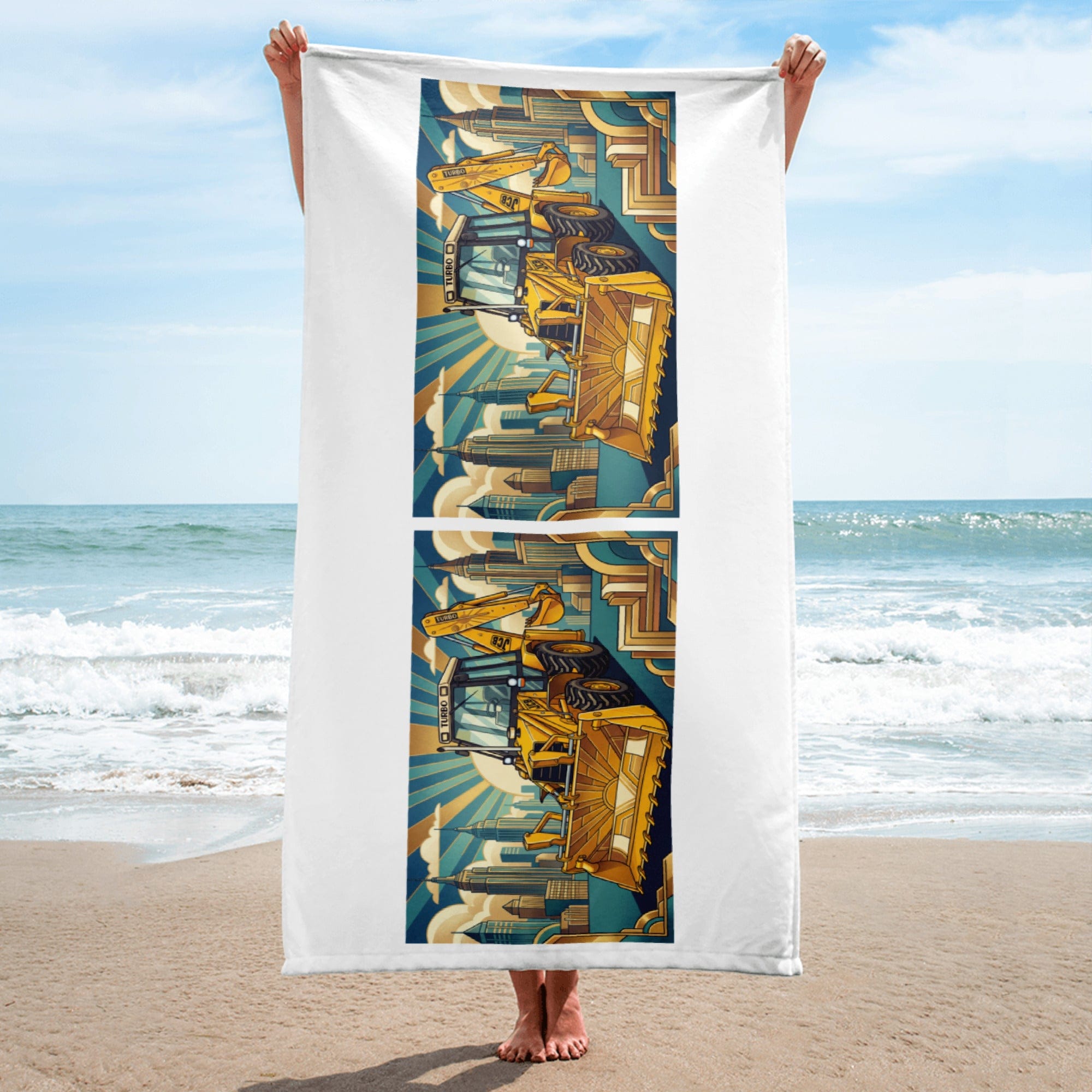 The Tractor Mugs Store JCB 3CX TURBO | Art Deco Towel Quality Farmers Merch