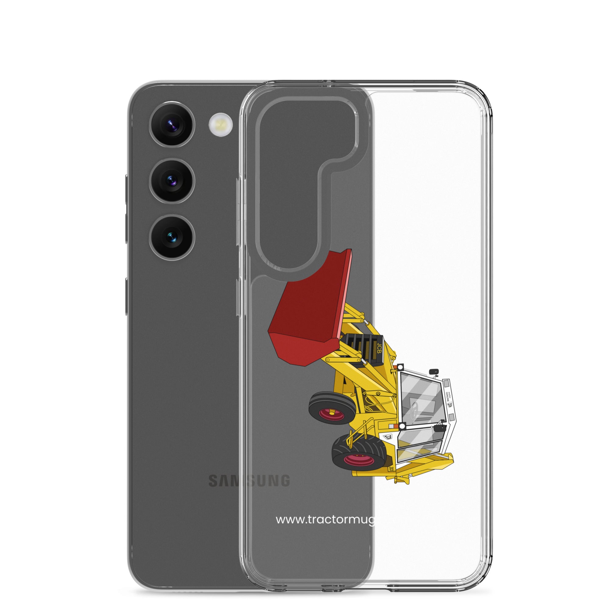 The Tractor Mugs Store JCB 3CX White Cabin 2WD | Clear Case for Samsung® Quality Farmers Merch