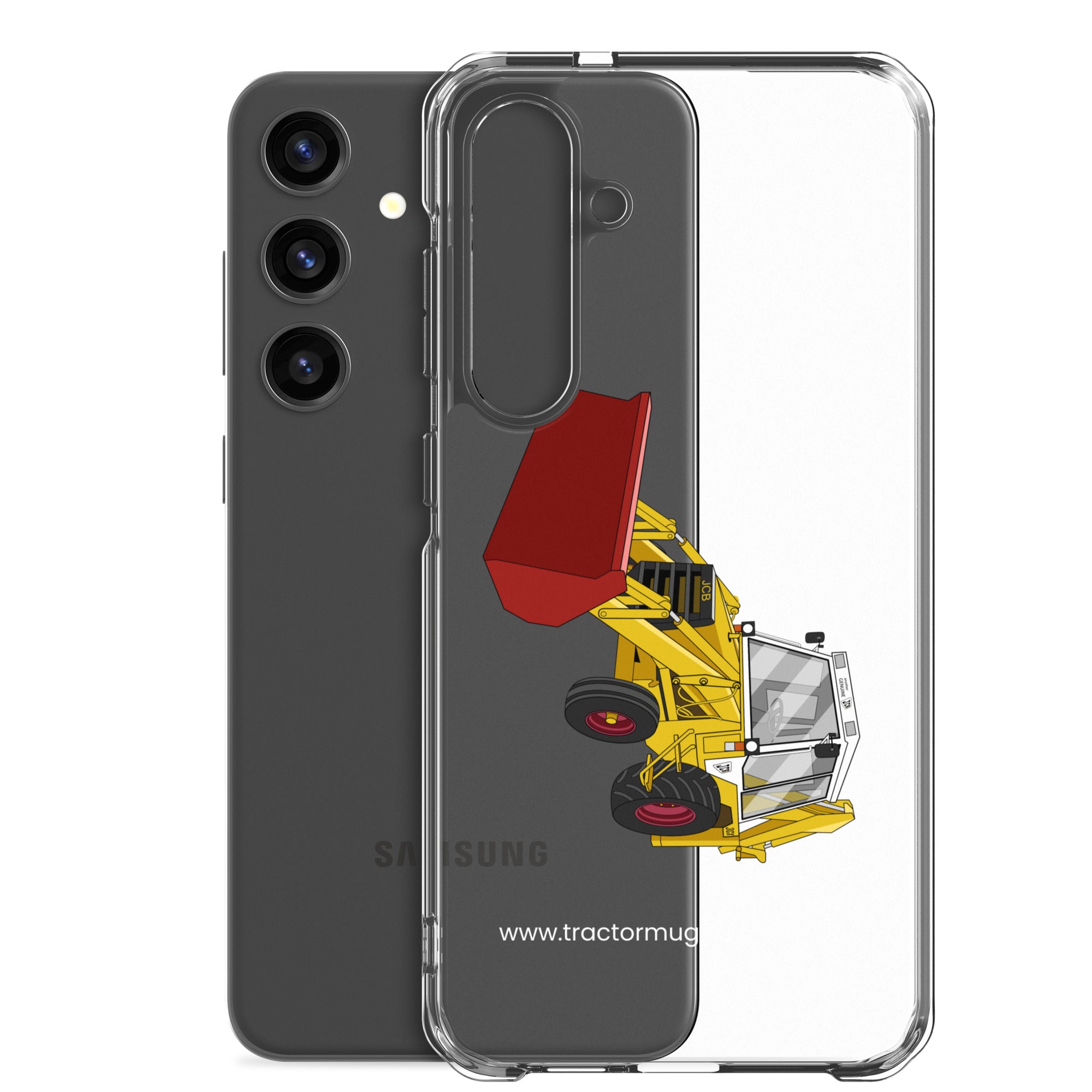 The Tractor Mugs Store JCB 3CX White Cabin 2WD | Clear Case for Samsung® Quality Farmers Merch