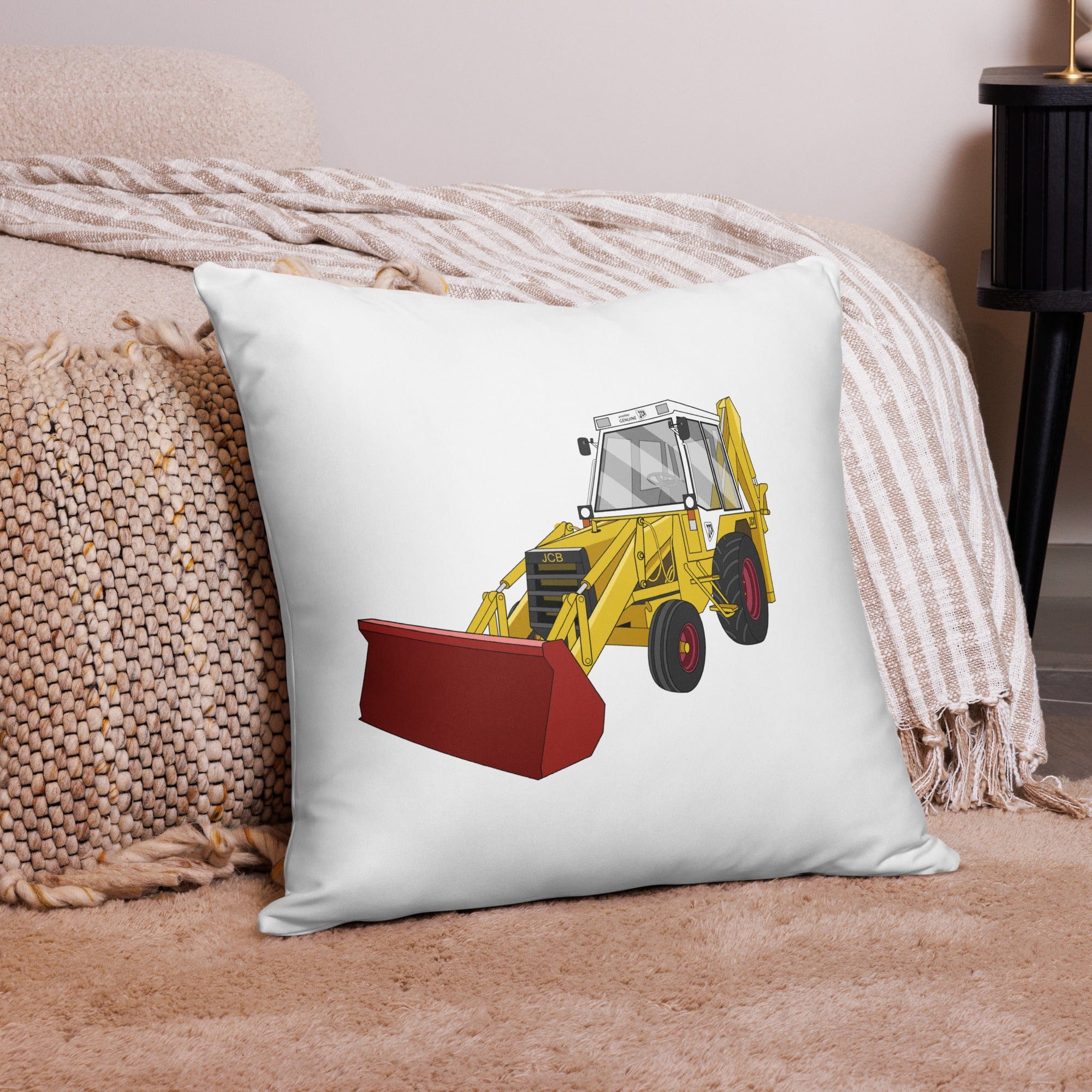The Tractor Mugs Store JCB 3CX White Cabin 2WD | Pillow Case Quality Farmers Merch
