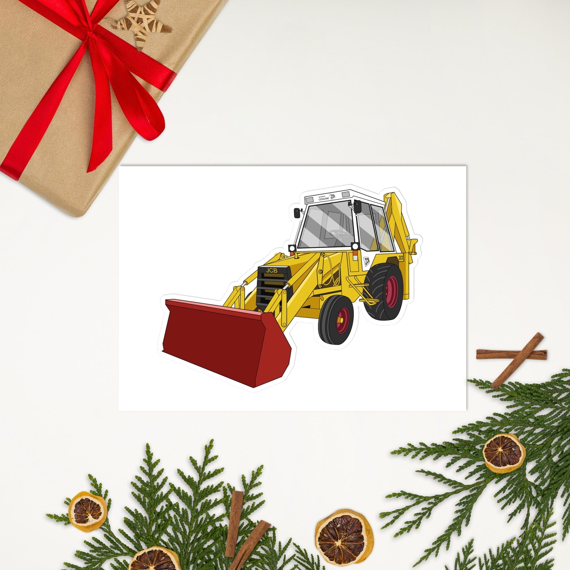 The Tractor Mugs Store JCB 3CX White Cabin 2WD | Sticker sheet Quality Farmers Merch