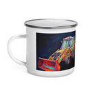 The Tractor Mugs Store JCB 3CX White Cabin | Splash Art Enamel Mug Quality Farmers Merch