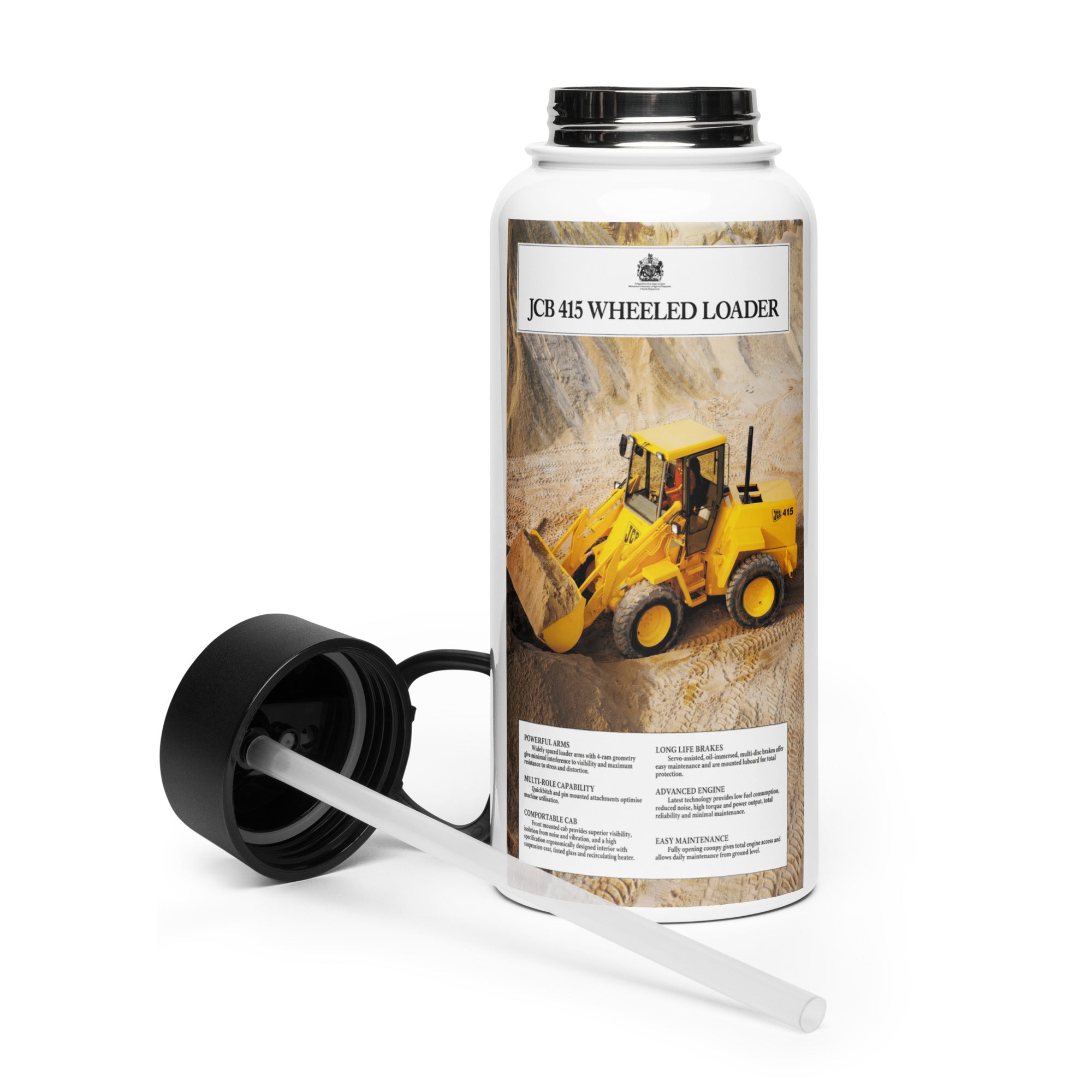 The Tractor Mugs Store JCB 415 Loader Advert | Stainless Steel Water Bottle Quality Farmers Merch