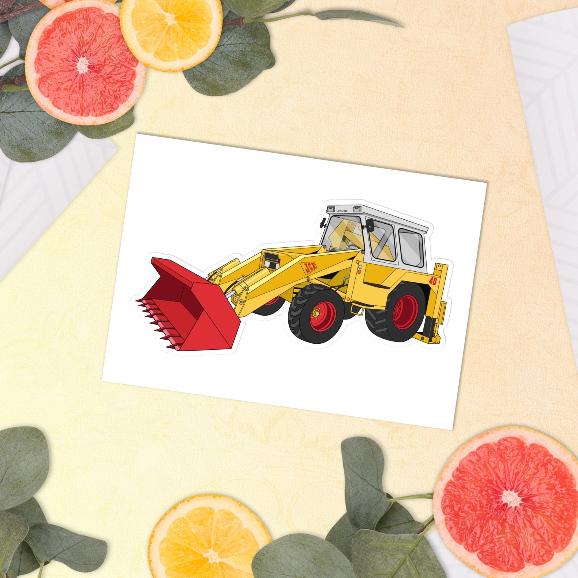 The Tractor Mugs Store JCB 4D Backhoe | Sticker sheet Quality Farmers Merch