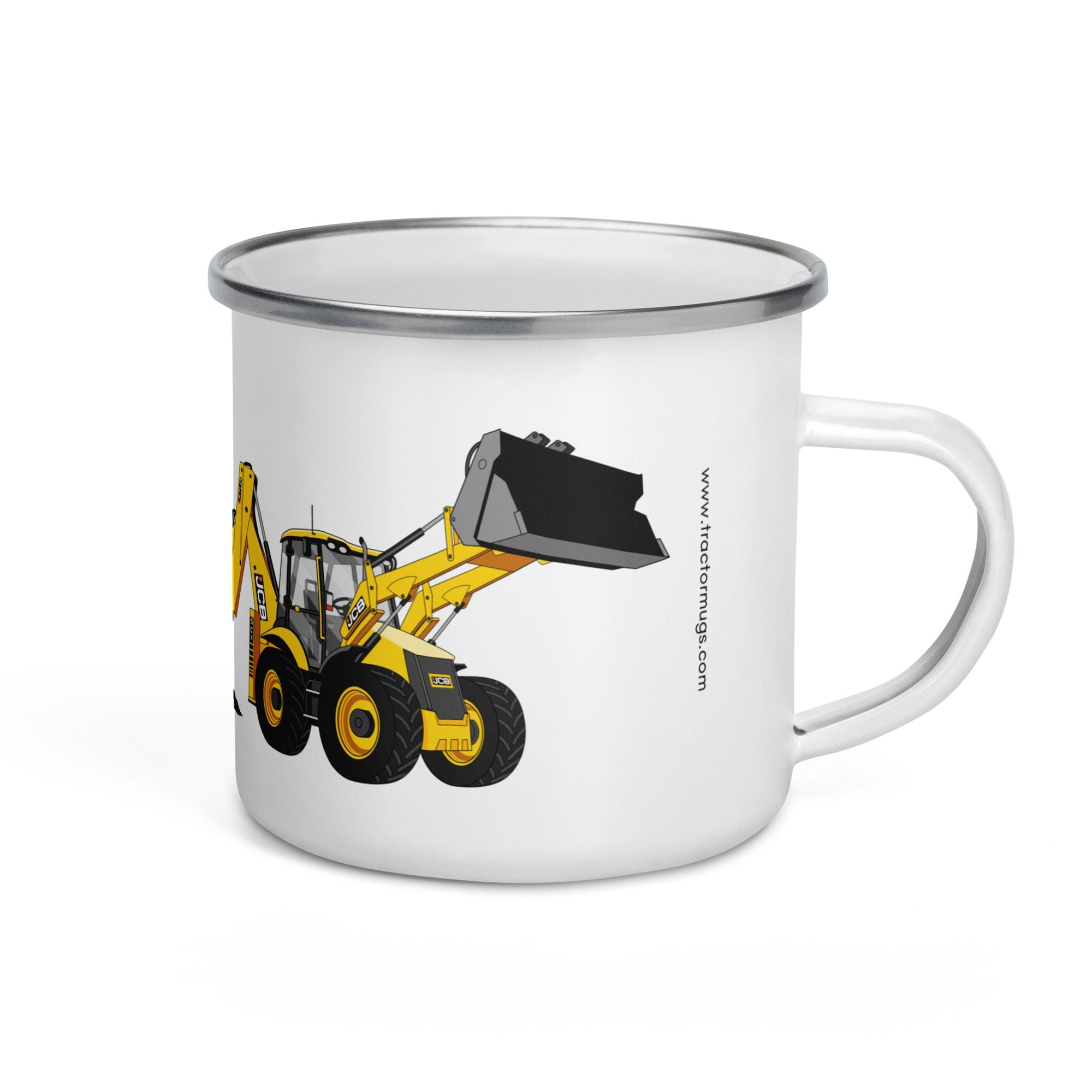 The Tractor Mugs Store JCB 5CX Backhoe | Enamel Mug Quality Farmers Merch