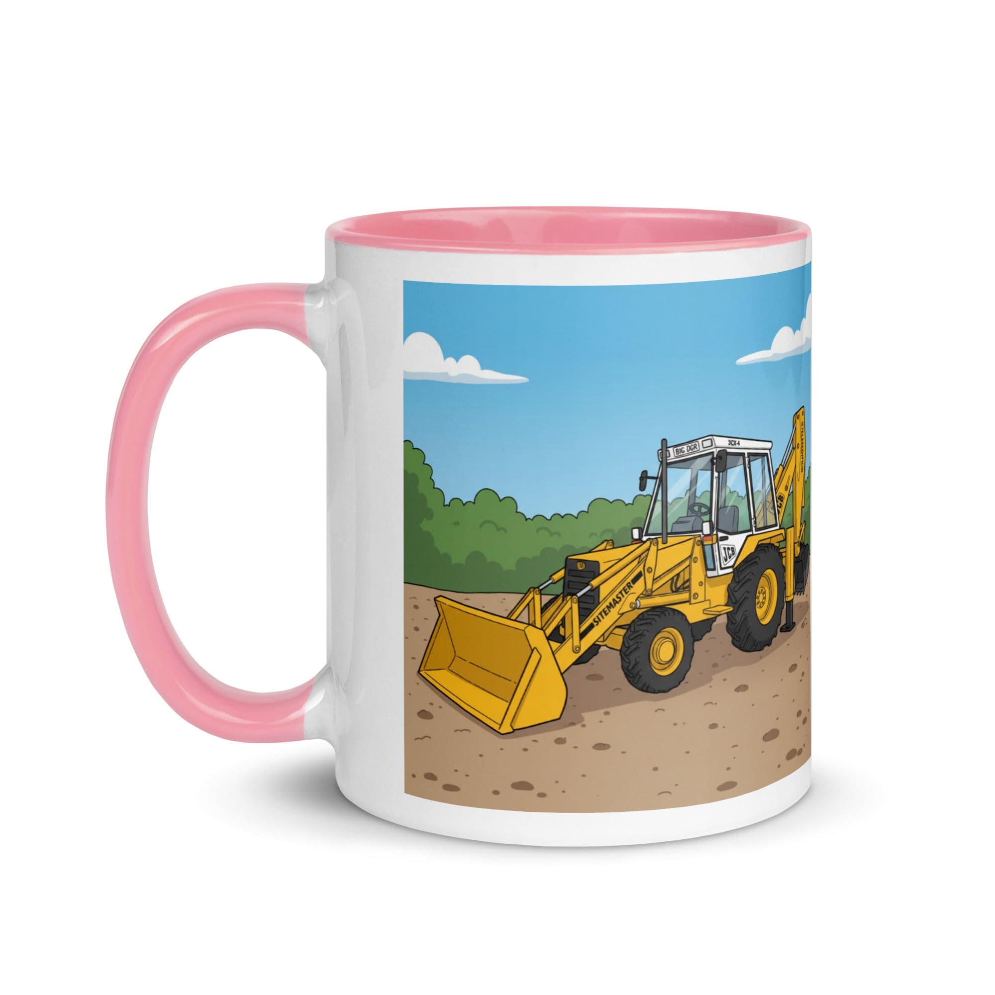 The Tractor Mugs Store JCB 80's White Cab Man | Mug with Color Inside Quality Farmers Merch