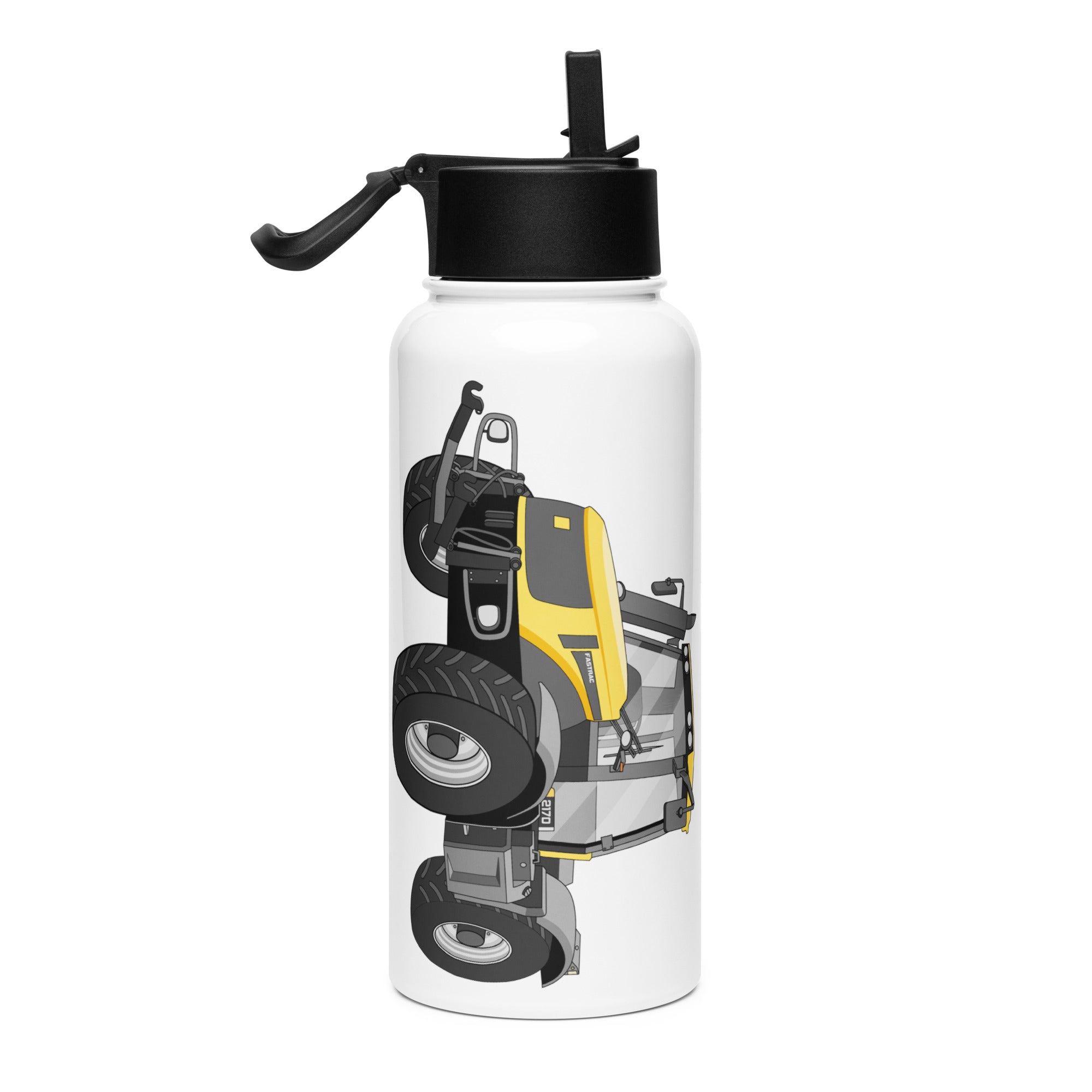 The Tractor Mugs Store JCB Fastrac 2170 | Stainless steel water bottle with a straw lid Quality Farmers Merch