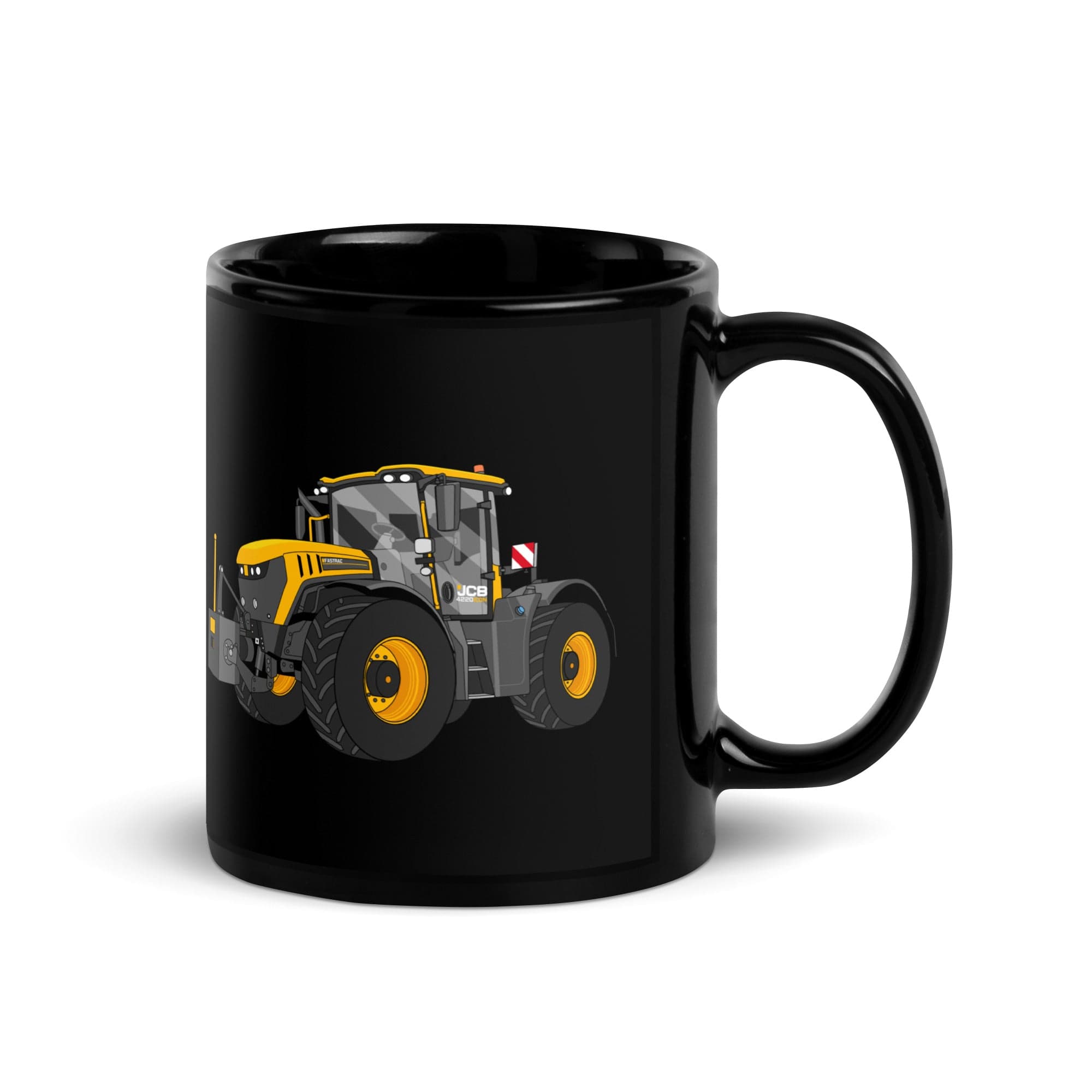 The Tractor Mugs Store JCB Fastrac 4220 Icon | Black Glossy Mug Quality Farmers Merch