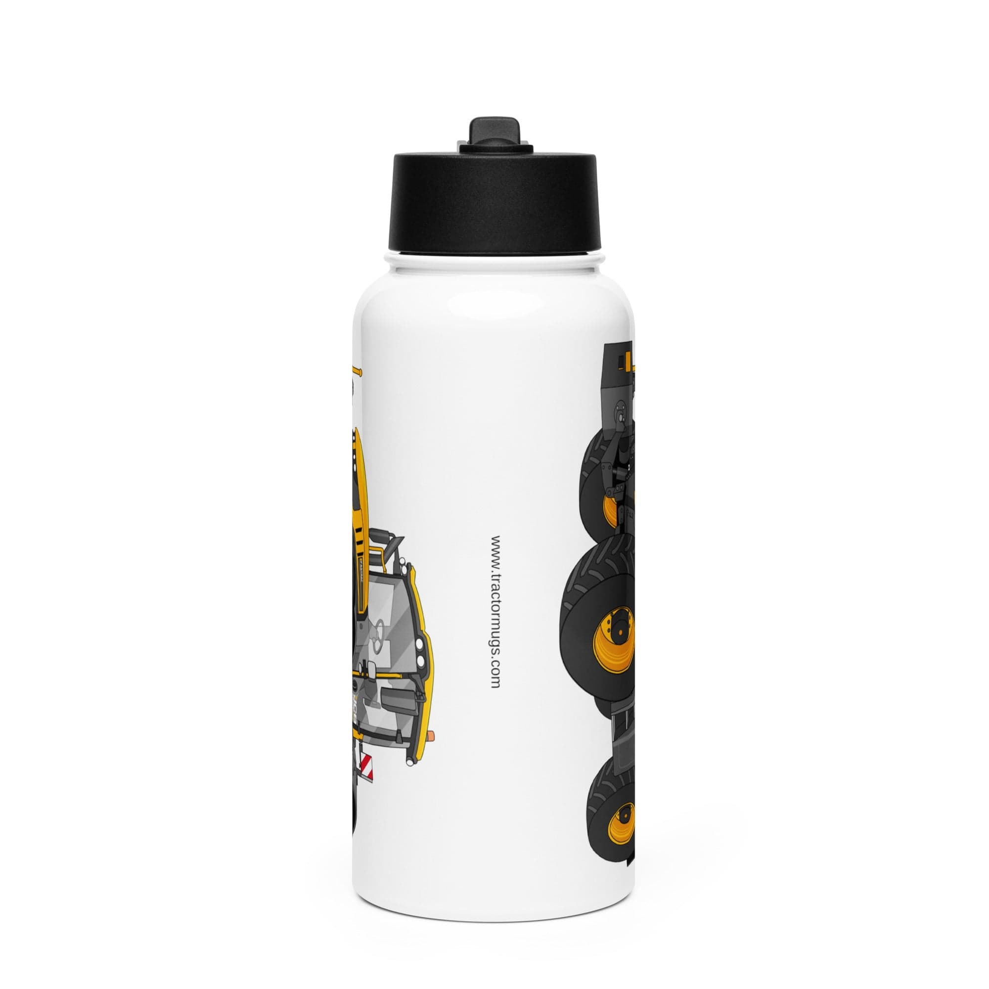 The Tractor Mugs Store JCB Fastrac 4220 Icon | Stainless steel water bottle with a straw lid Quality Farmers Merch