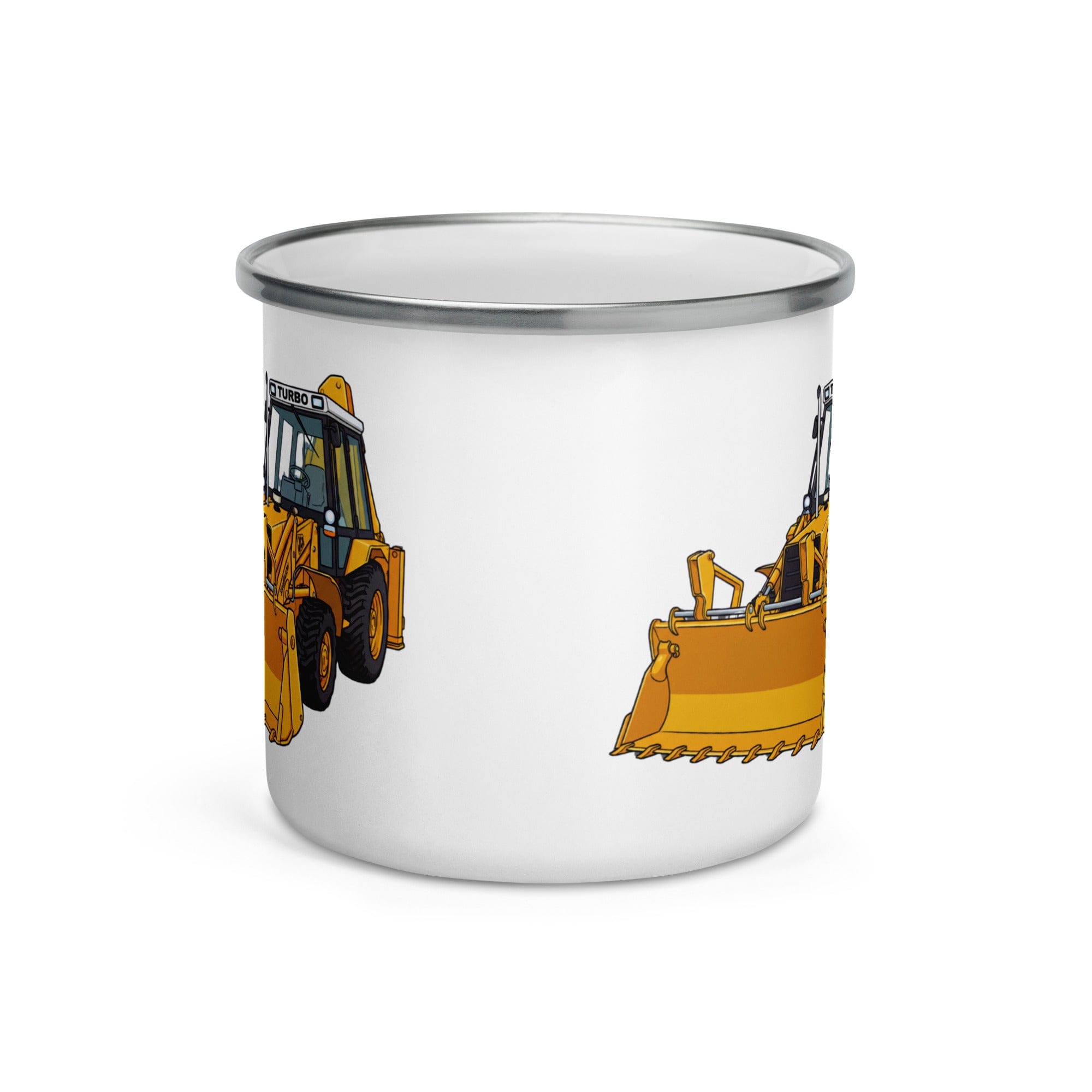 The Tractor Mugs Store JCB Grey Cab TURBO | Enamel Mug Quality Farmers Merch