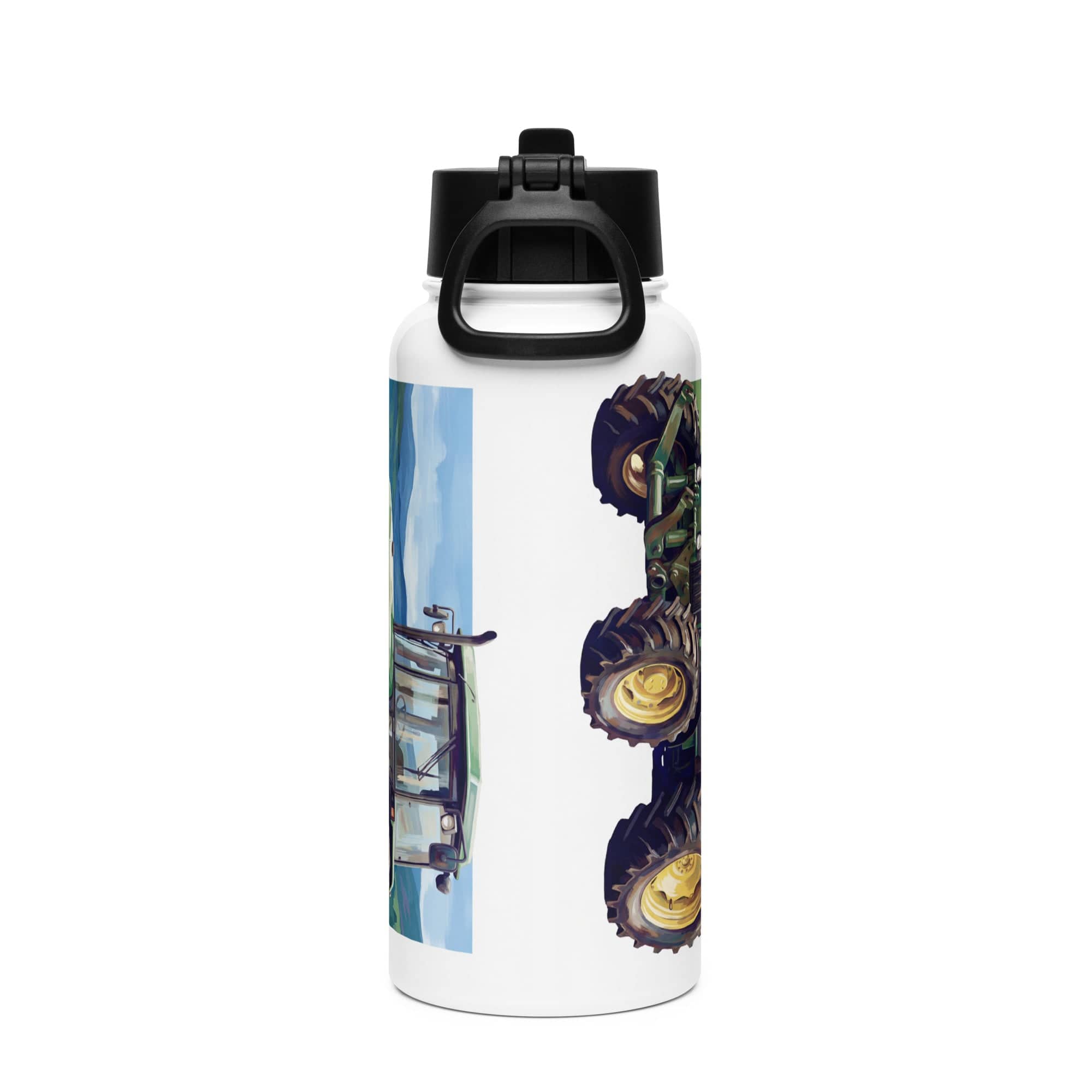 The Tractor Mugs Store John Deere 3050 | Splash Art Stainless steel water bottle with a straw lid Quality Farmers Merch