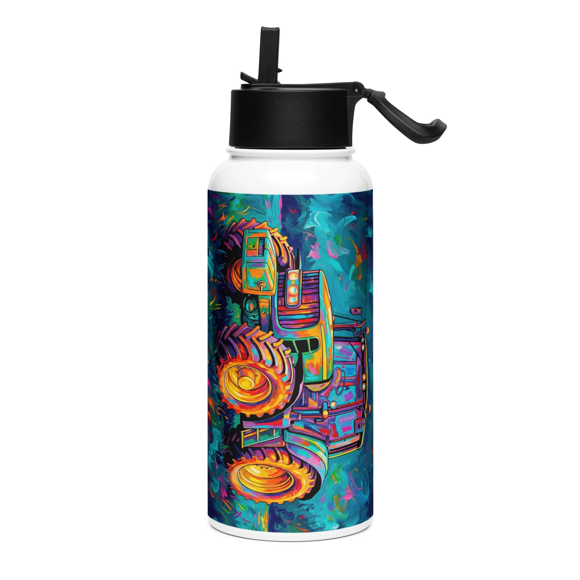 The Tractor Mugs Store John Deere 6930 | Splash Art Stainless steel water bottle with a straw lid Quality Farmers Merch