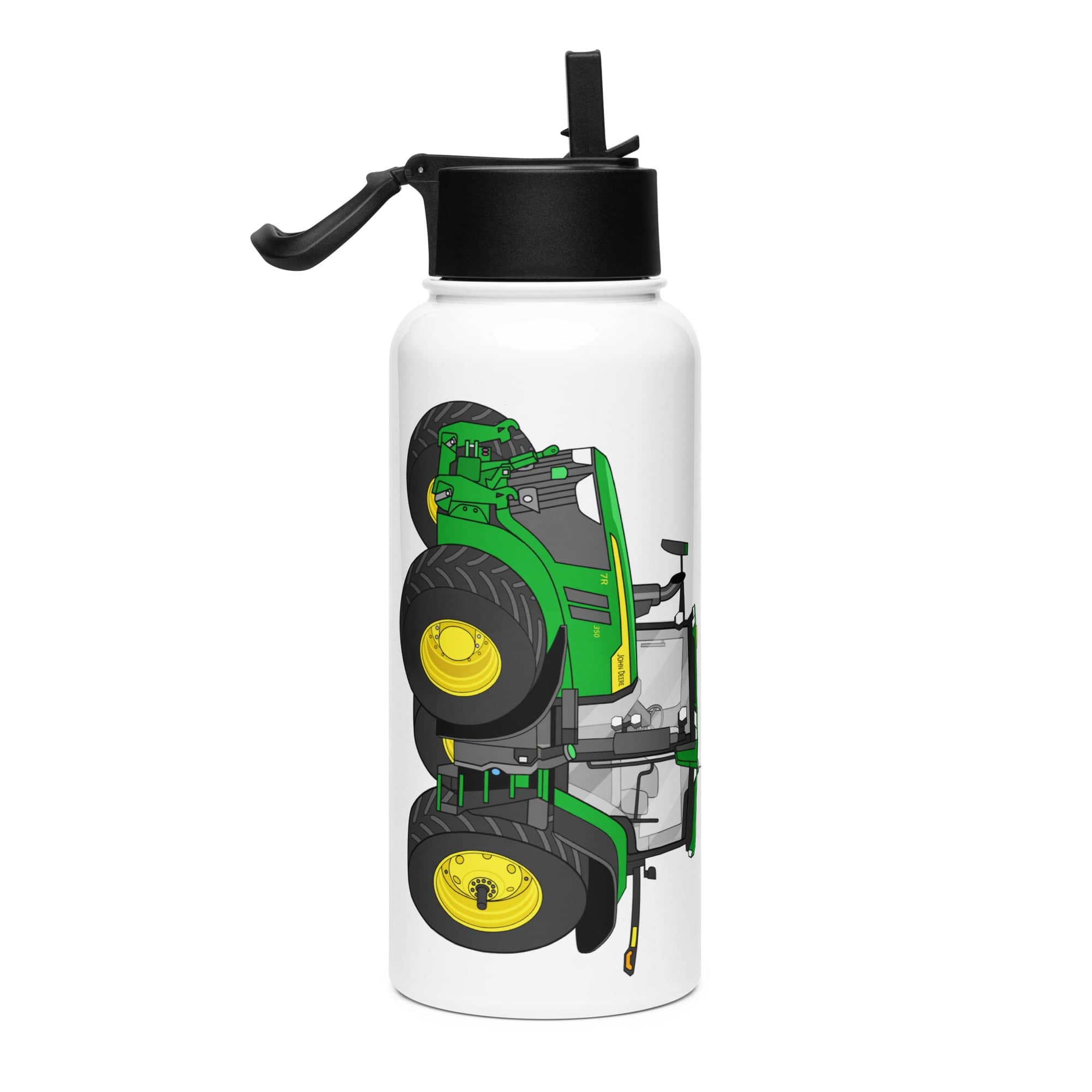 The Tractor Mugs Store John Deere 7R 350 Auto Power | Stainless steel water bottle with a straw lid Quality Farmers Merch