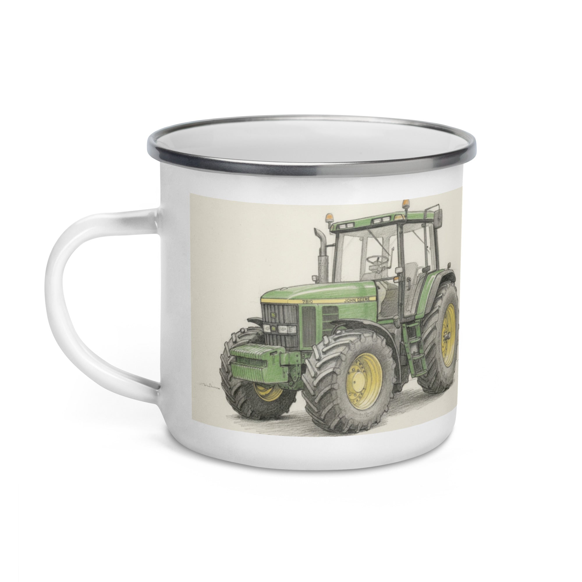 The Tractor Mugs Store John Deere Pencil Sketch Enamel Mug Quality Farmers Merch