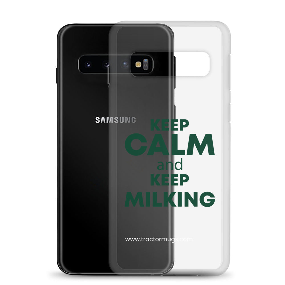 The Tractor Mugs Store KEEP CALM and KEEP MILKING | Clear Case for Samsung® Quality Farmers Merch