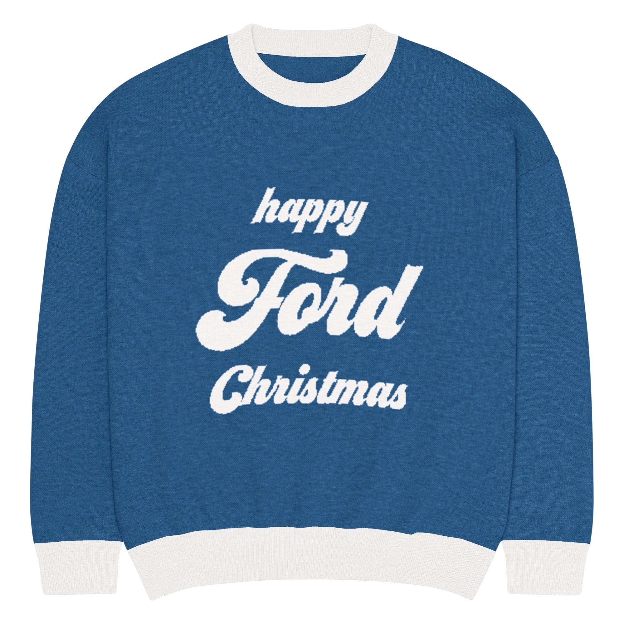 The Tractor Mugs Store L Happy Ford Christmas Jumper | Relaxed Fit Knitted Crew Neck Sweater Quality Farmers Merch