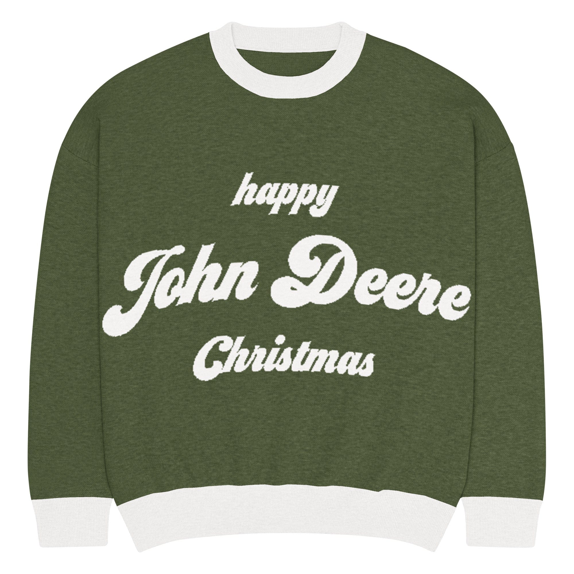 The Tractor Mugs Store L Happy John Deere Christmas Jumper | Relaxed fit knitted crew neck sweater Quality Farmers Merch