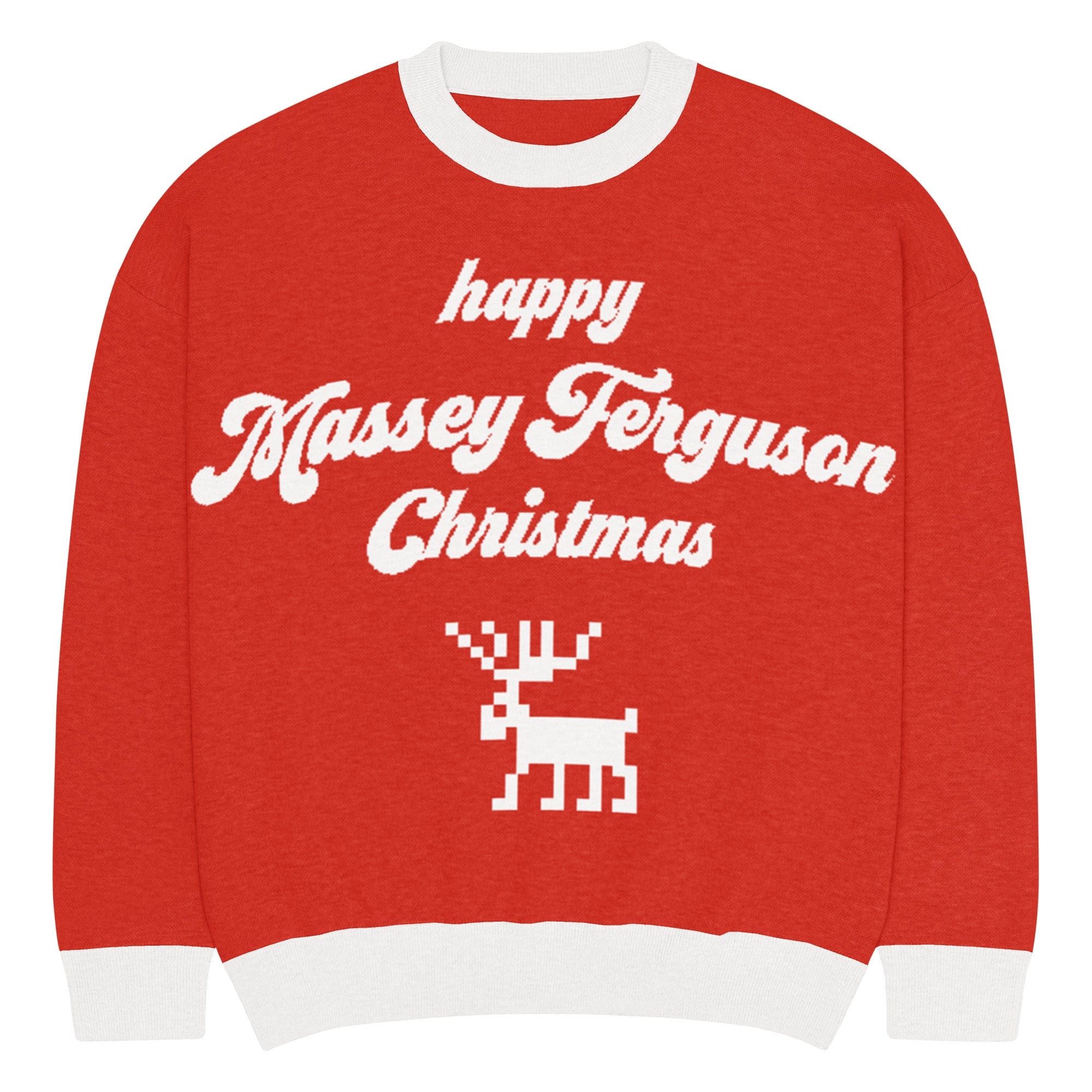 The Tractor Mugs Store L Happy Massey Christmas Jumper | Relaxed fit knitted crew neck sweater Quality Farmers Merch
