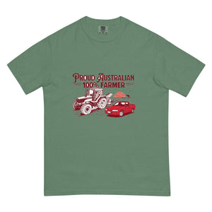 The Tractor Mugs Store Light Green FIATAGRI F140 PROUD AUSTRALIAN 100% FARMER Two Tone | Unisex Premium T-shirt Quality Farmers Merch