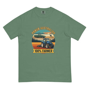 The Tractor Mugs Store Light Green New Holland T7.210 PROUD AUSTRALIAN 100% FARMER Outdoor | Unisex Premium T-shirt Quality Farmers Merch