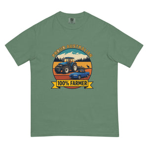 The Tractor Mugs Store Light Green New Holland TM 135 PROUD AUSTRALIAN 100% FARMER Outdoor | Unisex Premium T-shirt Quality Farmers Merch