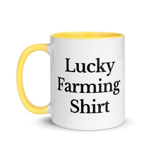 The Tractor Mugs Store LUCKY FARMING SHIRT | Mug with Color Inside Quality Farmers Merch