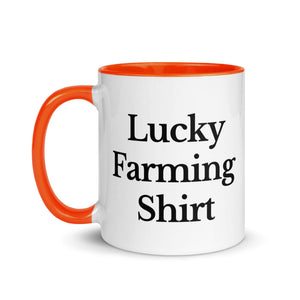 The Tractor Mugs Store LUCKY FARMING SHIRT | Mug with Color Inside Quality Farmers Merch
