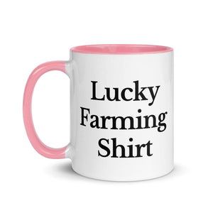 The Tractor Mugs Store LUCKY FARMING SHIRT | Mug with Color Inside Quality Farmers Merch
