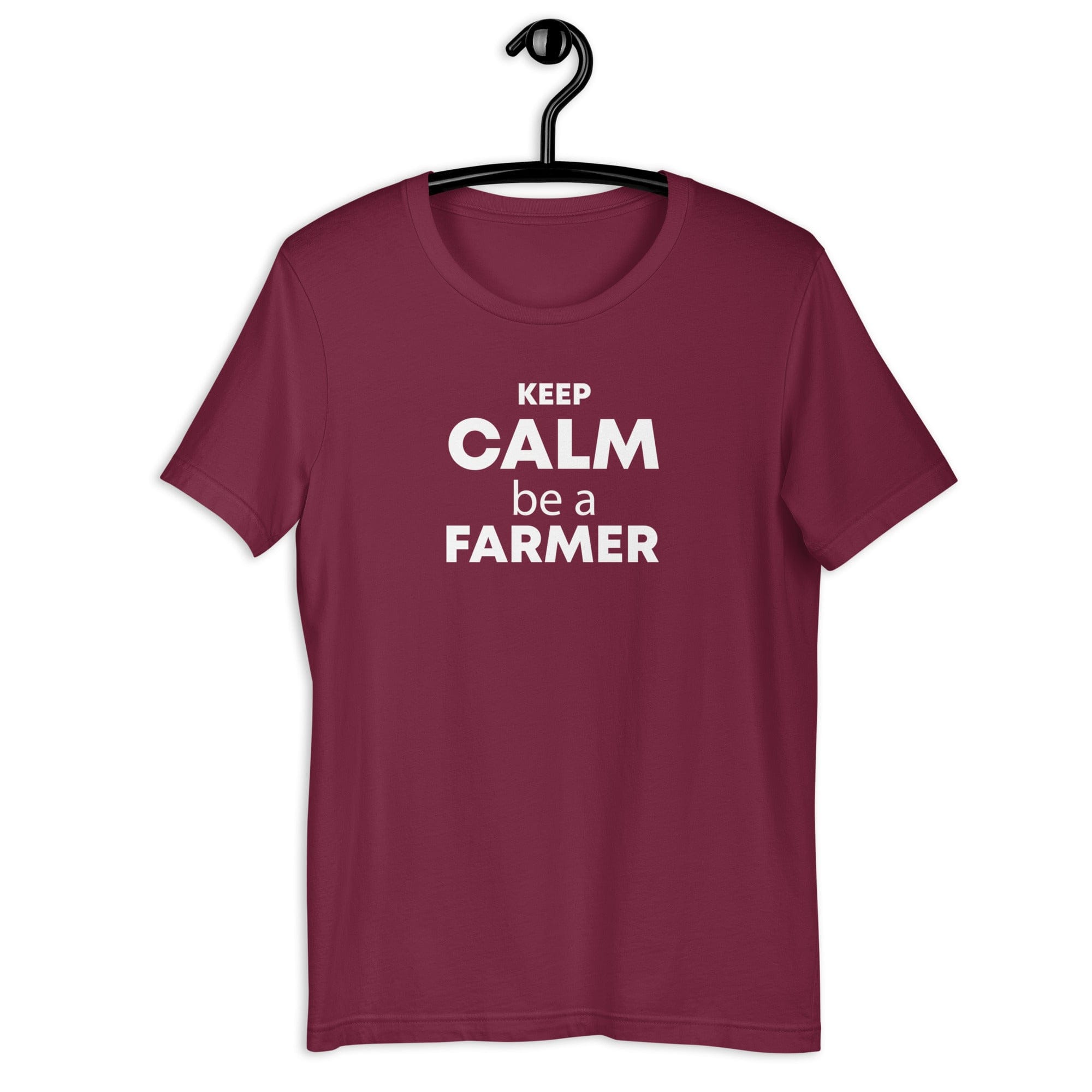 The Tractor Mugs Store Maroon / XS Keep Calm. Be a Farmer | Unisex t-shirt Quality Farmers Merch