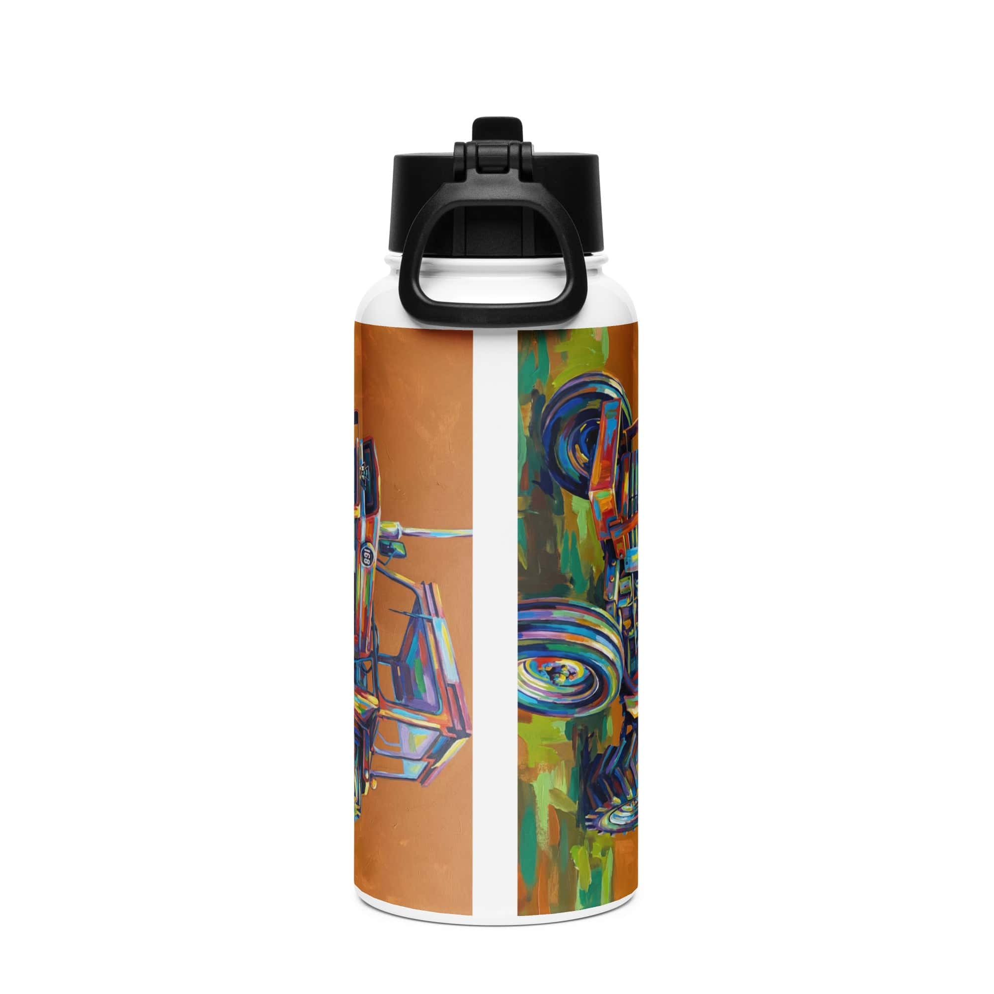 The Tractor Mugs Store Massey Ferguson 168 | Splash Art  Stainless steel water bottle with a straw lid Quality Farmers Merch