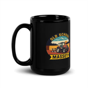 The Tractor Mugs Store Massey Ferguson 3075 OLD SCHOOL MASSEY Outdoor | Black Mug Quality Farmers Merch