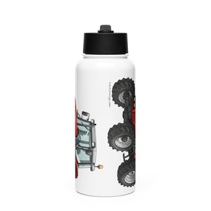 The Tractor Mugs Store Massey Ferguson 4255 | Stainless Steel Water Bottle with a straw lid Quality Farmers Merch