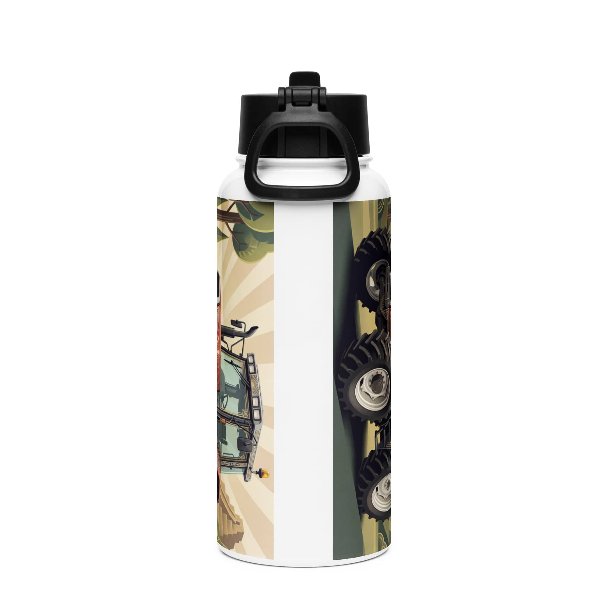 The Tractor Mugs Store Massey Ferguson 6180 | Art Deco Stainless steel water bottle with a straw lid Quality Farmers Merch