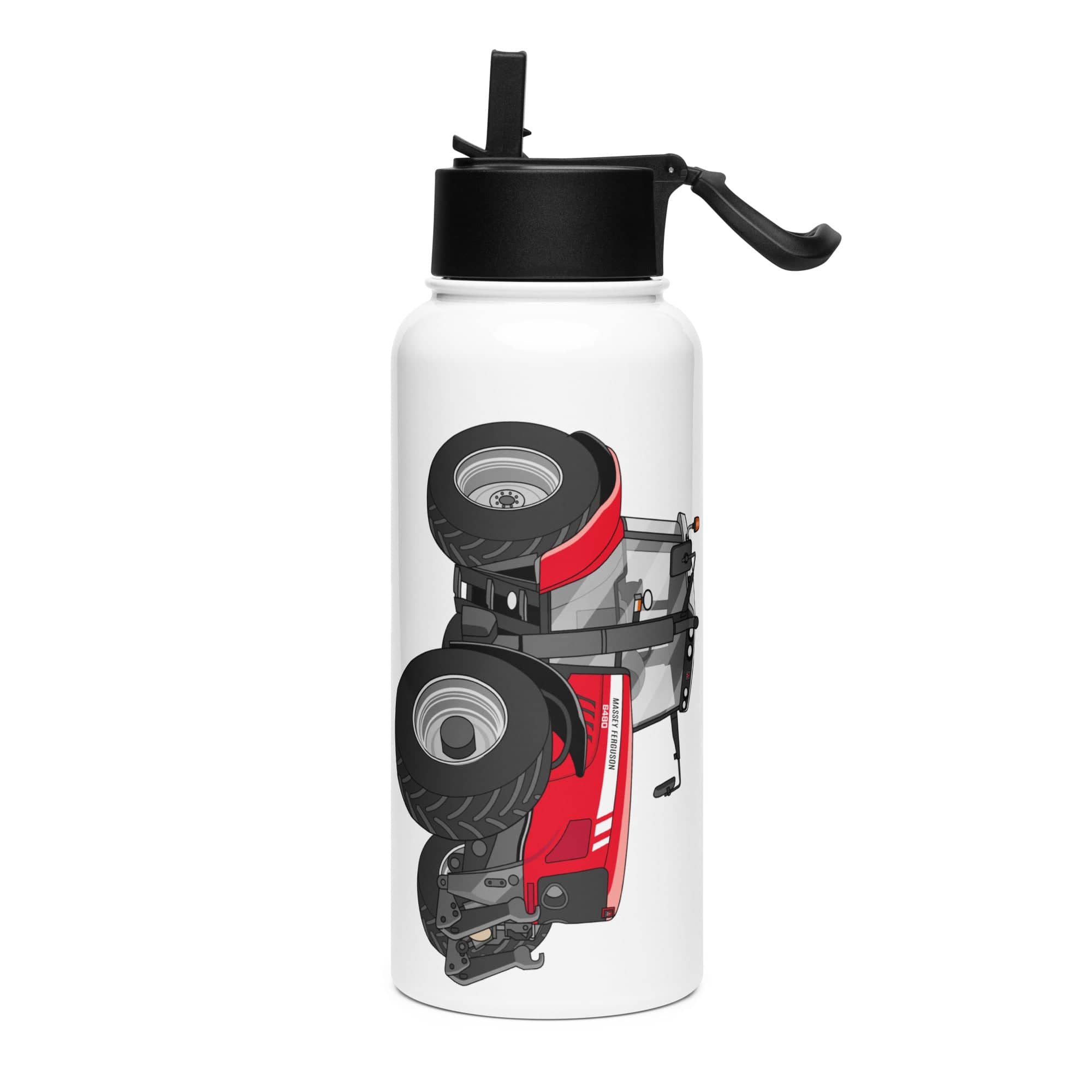The Tractor Mugs Store Massey Ferguson 6480 | Stainless steel water bottle with a straw lid Quality Farmers Merch