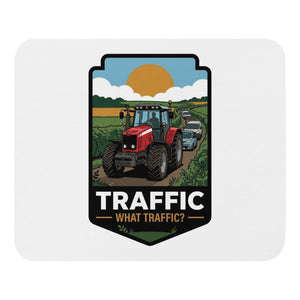 The Tractor Mugs Store Massey Ferguson 6480 TRAFFIC WHAT TRAFFIC? Bright | Mouse Mat Quality Farmers Merch