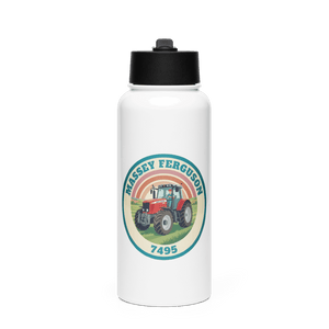 The Tractor Mugs Store Massey Ferguson 7495 | Stainless Steel Water Bottle Quality Farmers Merch