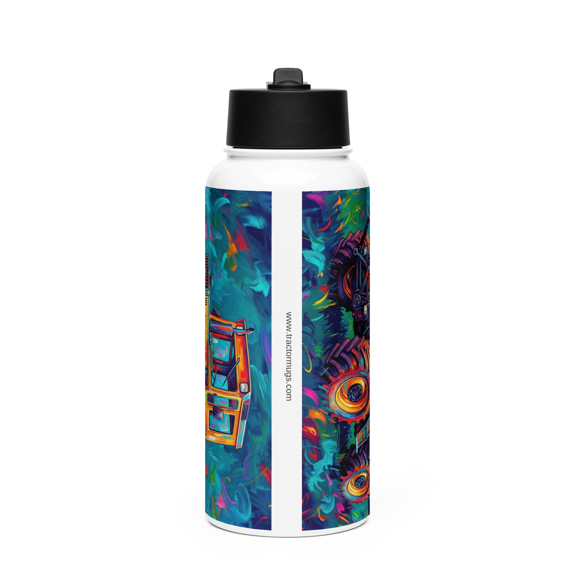 The Tractor Mugs Store MB TRAC 1100 | Splash Art  Stainless steel water bottle with a straw lid Quality Farmers Merch