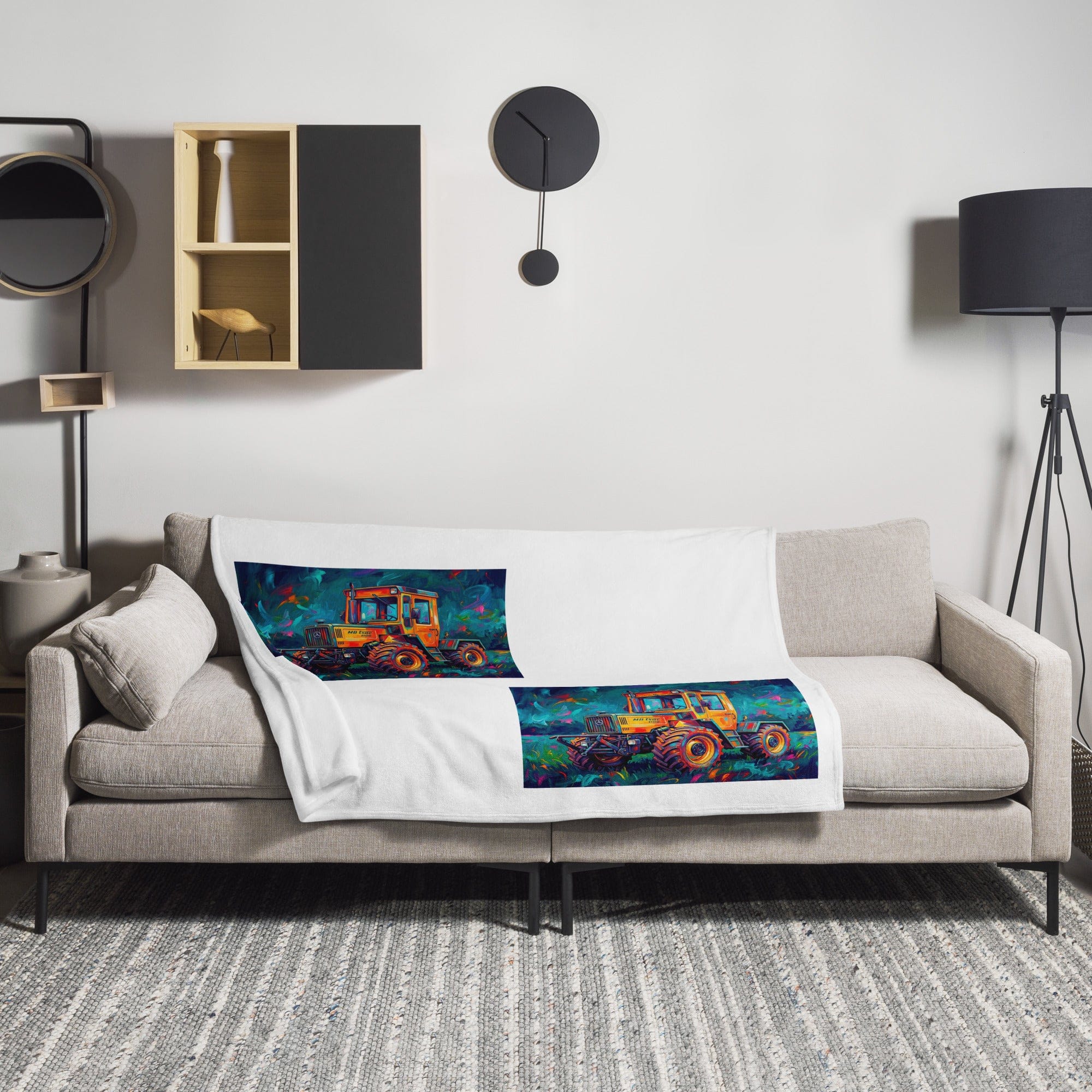 The Tractor Mugs Store MB TRAC 1100 | Splash Art Throw Blanket Quality Farmers Merch