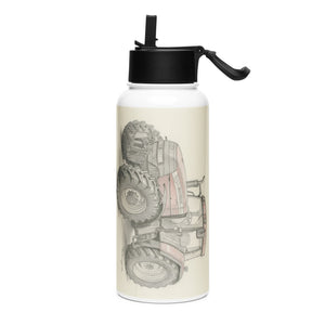 The Tractor Mugs Store McCormick MTX 150 Signature Edition Pencil Sketch | Stainless steel water bottle with a straw lid Quality Farmers Merch