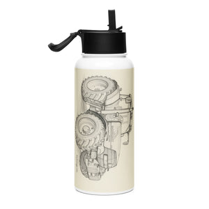 The Tractor Mugs Store McCormick MTX 200 Pencil Sketch | Stainless steel water bottle with a straw lid Quality Farmers Merch