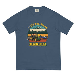 The Tractor Mugs Store Midnight John Deere 3350 PROUD AUSTRALIAN 100% FARMER Outdoor | Unisex Premium T-shirt Quality Farmers Merch