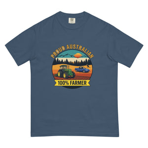 The Tractor Mugs Store Midnight John Deere 3350 PROUD AUSTRALIAN 100% FARMER Outdoor | Unisex Premium T-shirt Quality Farmers Merch