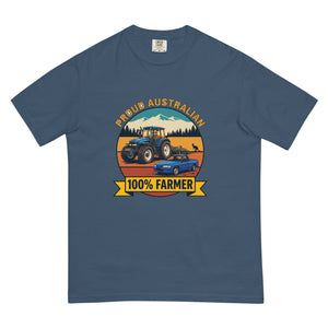 The Tractor Mugs Store Midnight New Holland TM 135 PROUD AUSTRALIAN 100% FARMER Outdoor | Unisex Premium T-shirt Quality Farmers Merch