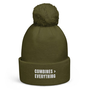 The Tractor Mugs Store Moss Green Combines > Everything | Pom-Pom Beanie Quality Farmers Merch